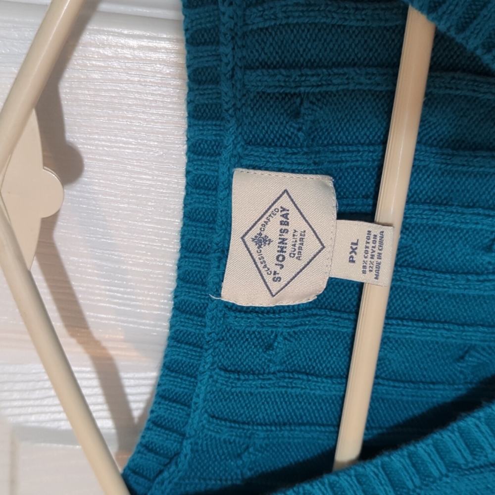 🔥Cable sweater in teal PXL, St John's Bay - Picture 3 of 7